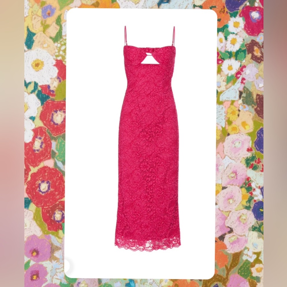 Bardot Fuchsia Lace Midi Dress Large Rent the Runway & Revolve